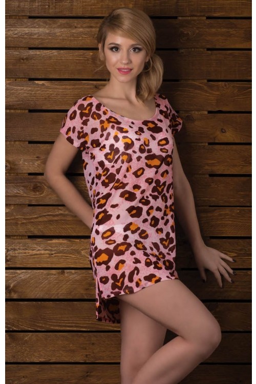 Короткое пляжное платье с леопардовым...