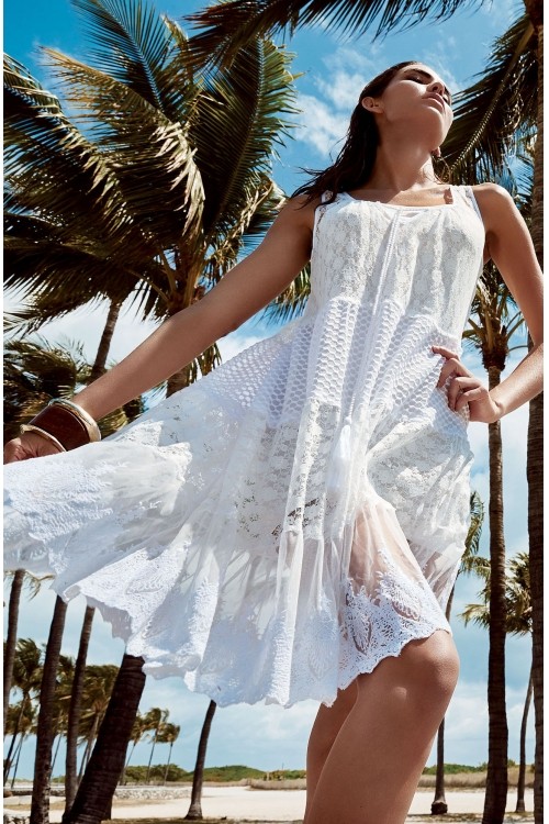Белое пляжное платье с гипюром Iconique IC8-015