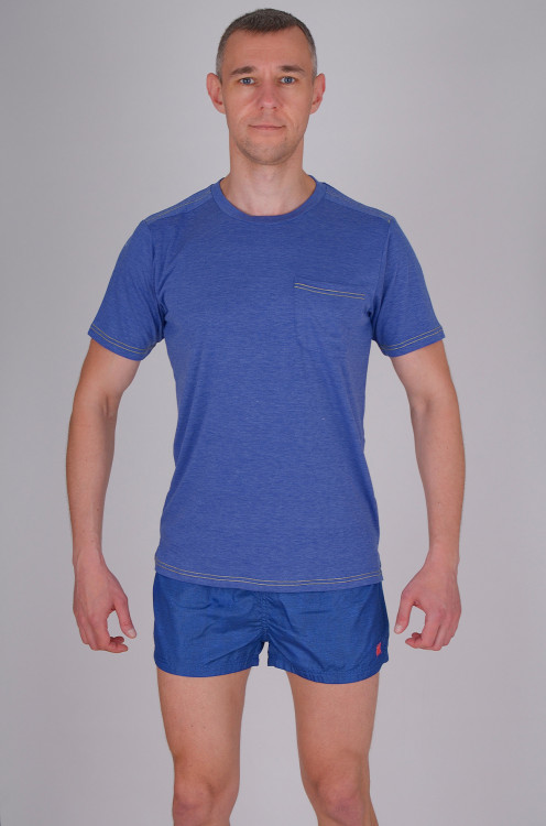 Синяя мужская футболка David DM8-029 - фото №3